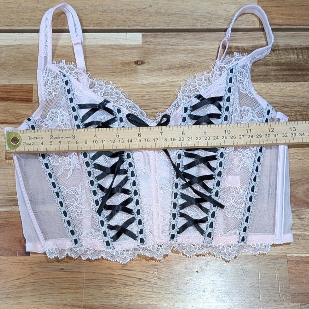 NWT Victorias Secret Dream Angels Lace Up Corset Bralette Pink Small Coquette - Picture 6 of 9